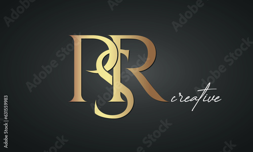 luxury letters PSR golden logo icon premium monogram, creative royal logo design	