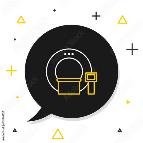 Line Tomography icon isolated on white background. Medical scanner, radiation. Diagnosis, radiology, magnetic resonance therapy. Colorful outline concept. Vector