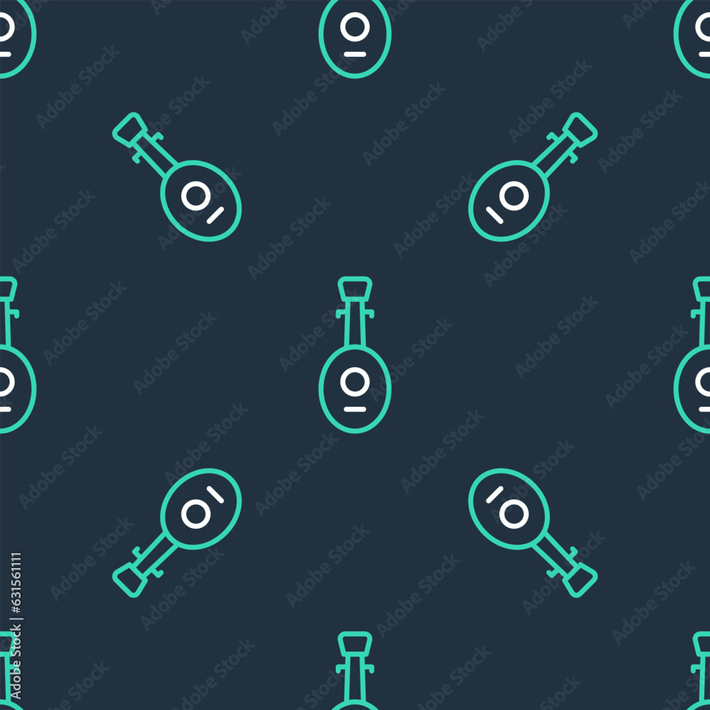 Line Musical instrument lute icon isolated seamless pattern on black background. Arabic, Oriental, Greek music instrument. Vector Line Musical instrument lute icon isolated seamless pattern on black background. Arabic, Oriental, Greek music instrument. Vector