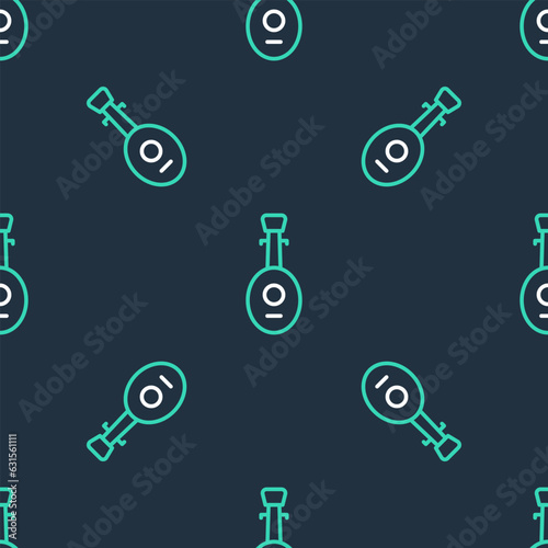 Line Musical instrument lute icon isolated seamless pattern on black background. Arabic, Oriental, Greek music instrument. Vector