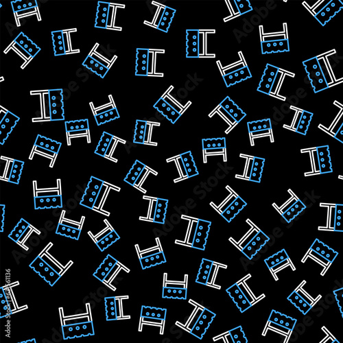 Line BBQ brazier icon isolated seamless pattern on black background. Vector