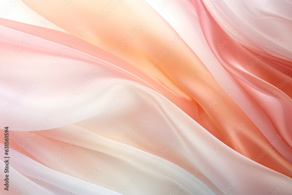 Fototapeta premium Pink gold and white satin smooth fabric waves background