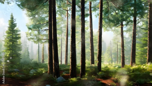 Beautiful scenery of sunlight inside jungle. Seamless loop video