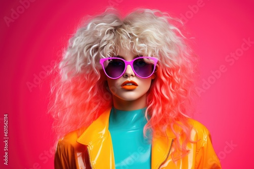 Retro 1980s Woman with Big ...