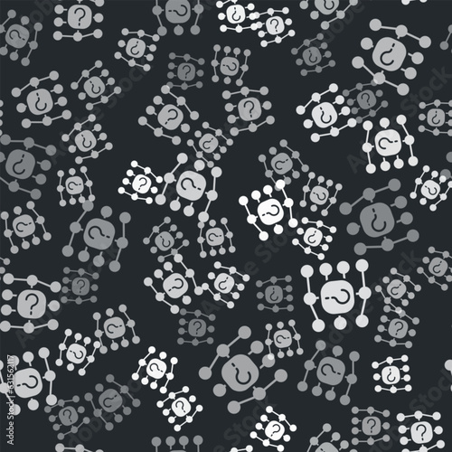Grey Neural network icon isolated seamless pattern on black background. Artificial intelligence AI. Vector