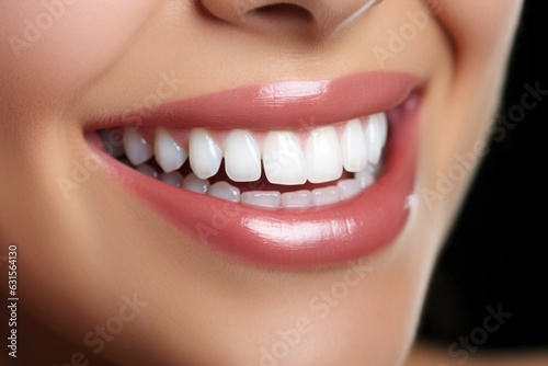 Beautiful female smile after teeth whitening procedure. Dentistry concept.