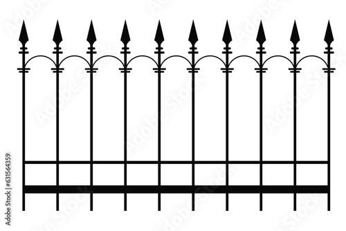 black white fences set with gates flat isolated illustration
