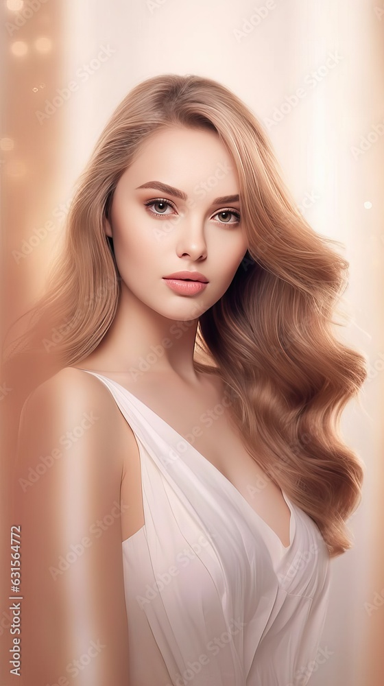 Beautiful woman portrait luxury light background, lady model Beautiful woman portrait luxury light background, lady model