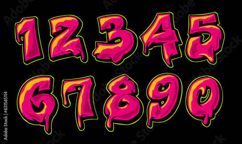 grafiti lettering number set 0 until 9 illustration vector 