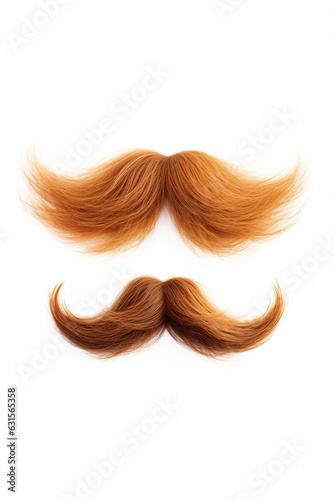 Curly brown mustache isolated on a white background. High quality illustration photo