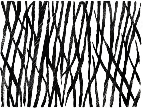 Pattern of black grunge lines and stripes. Geometric background of black curved lines. Minimalistic hand drawn pattern. Isolated on a transparent background.