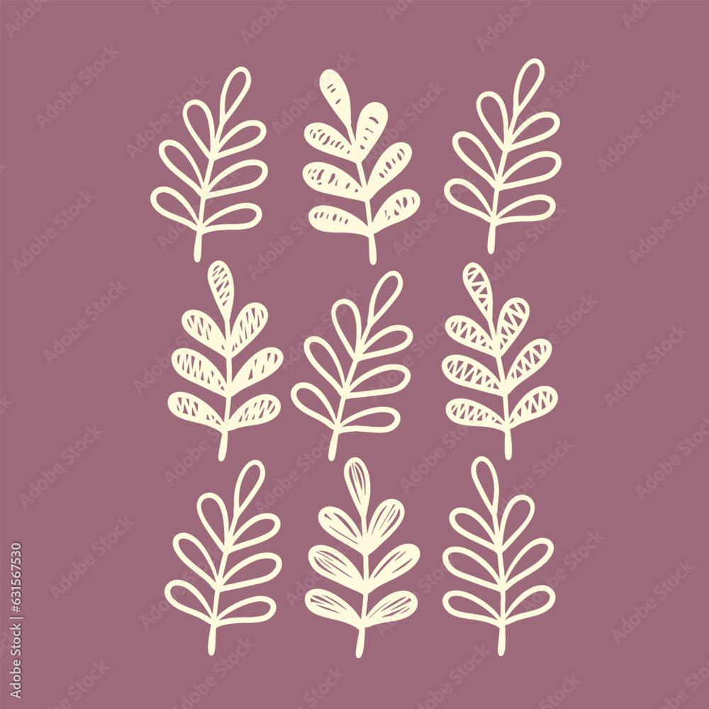 Floral leaf icon set