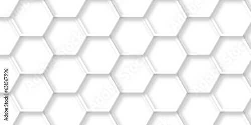 Seamless pattern with hexagons Pattern of white hexagon white abstract hexagon wallpaper or background. 3D Futuristic abstract honeycomb mosaic white background. geometric mesh cell texture. 