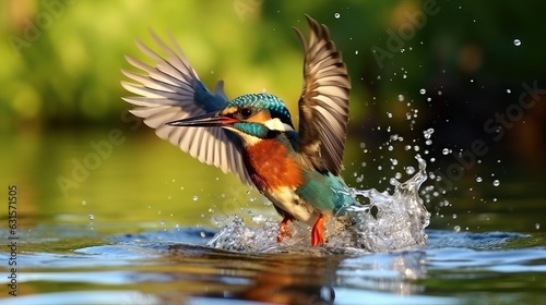 Kingfisher Alcedo atthis on the water © thesweetsheep