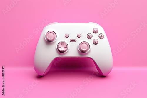 Gaming controller on pink background, feminine girly controller for breast cancer awareness in female gamers