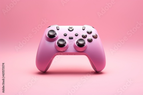 Gaming controller on pink background, feminine girly controller for breast cancer awareness in female gamers