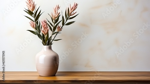 vase with flowers on table, minimal house concept