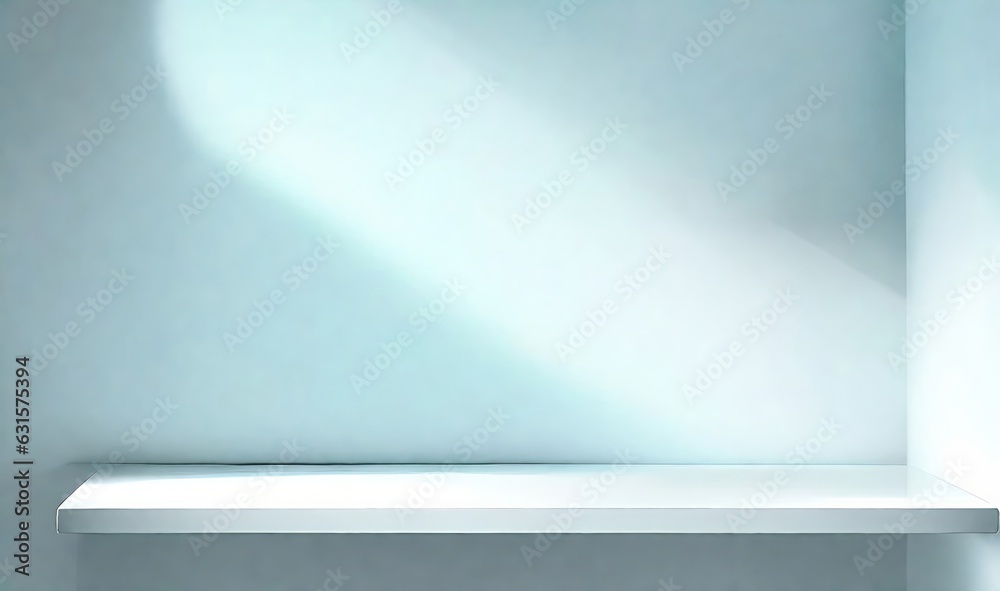 Tranquil Radiance: Light Blue Canvas with Window Shadow Dance