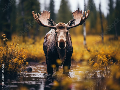 Moose in its Natural Habitat, Wildlife Photography, Generative AI © Vig