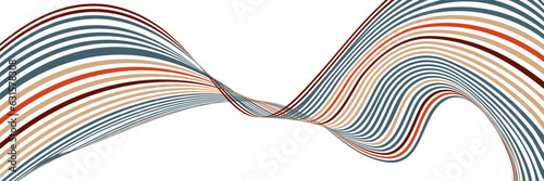 Wavy lines or ribbons. Multicolored striped gradient. Creative unusual background with abstract gradient wave lines for creating trendy banner, poster. Vector eps