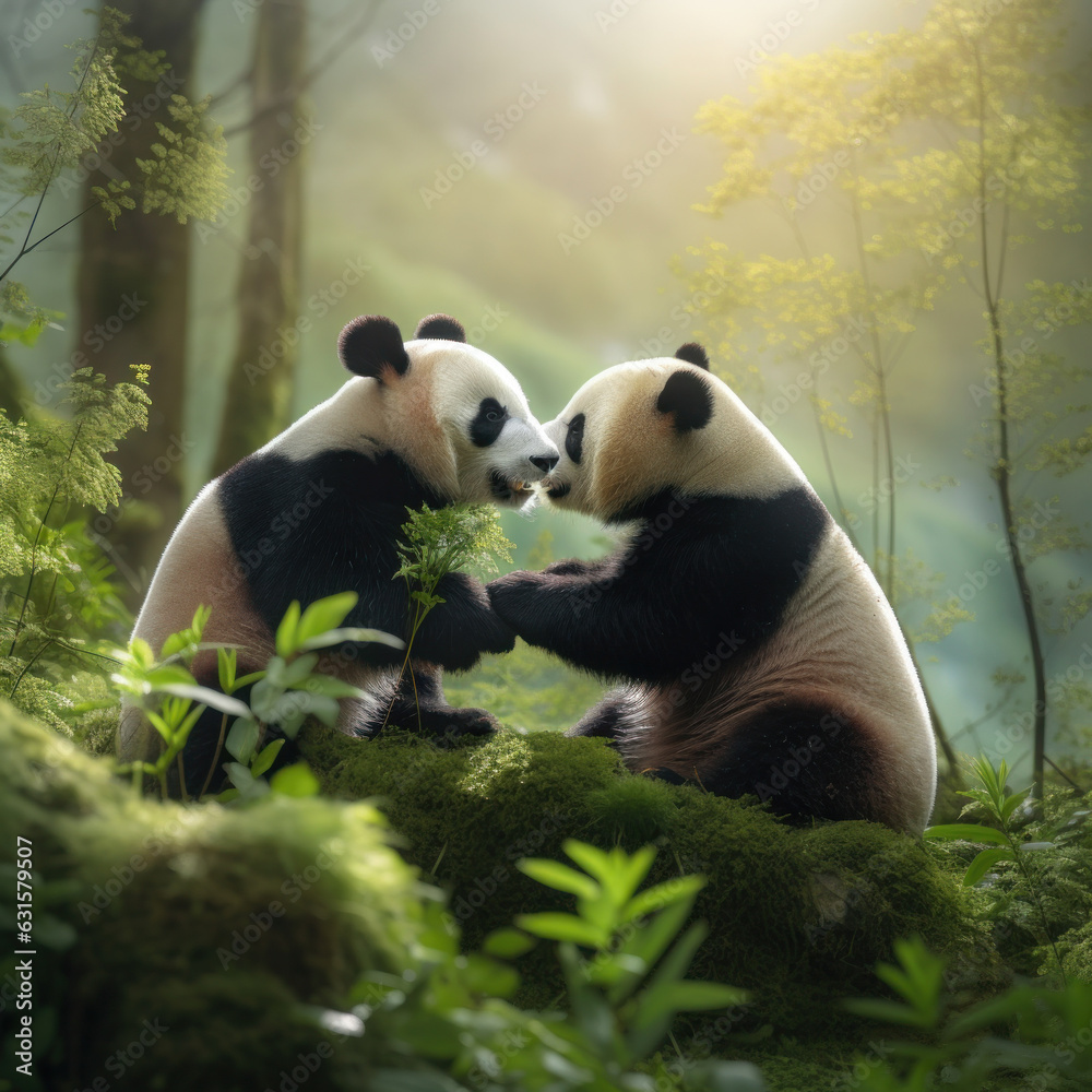 Panda in its Natural Habitat, Wildlife Photography, Generative AI Panda in its Natural Habitat, Wildlife Photography, Generative AI