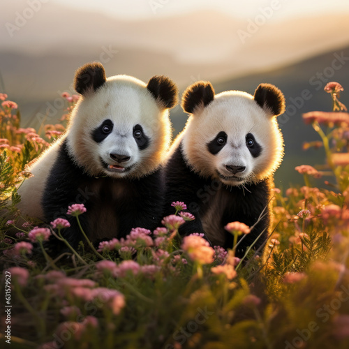 Panda in its Natural Habitat, Wildlife Photography, Generative AI © Vig