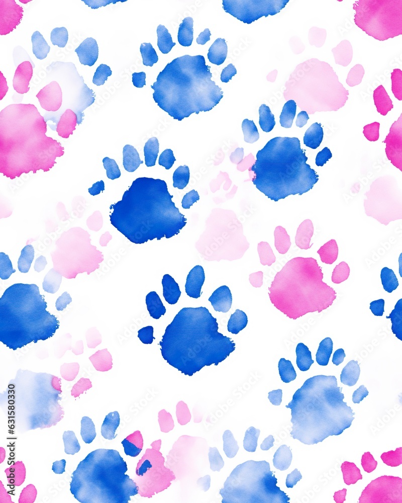 pattern with paw prints isolated on a white background. ai generative. pattern with paw prints isolated on a white background. ai generative.