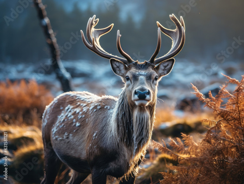 Reindeer in its Natural Habitat  Wildlife Photography  Generative AI
