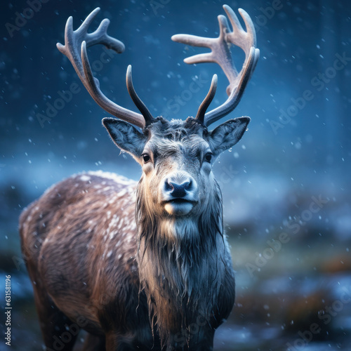 Reindeer in its Natural Habitat, Wildlife Photography, Generative AI