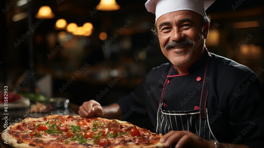 
Professional chef in a pizzeria,
pizzaiolo. Fatty food and fast food. concept: cooking profession, cooking and food preparation courses. generative ai