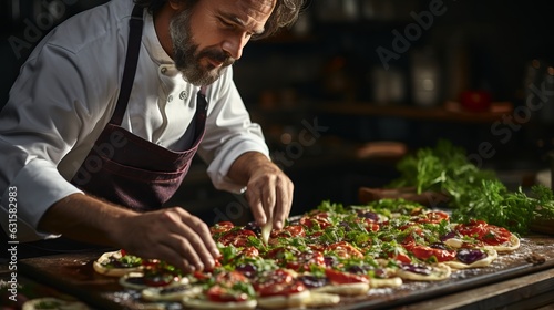 Fotografia Professional chef in a pizzeria,
pizzaiolo