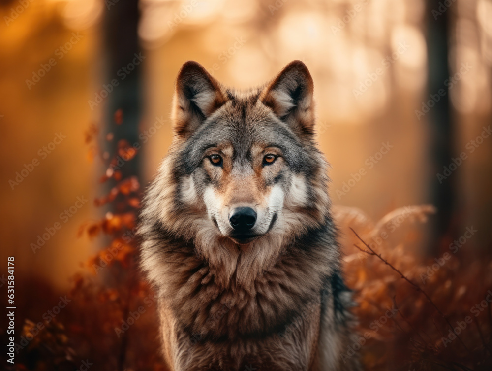 Wolf in its Natural Habitat, Wildlife Photography, Generative AI