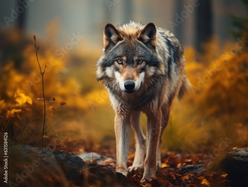 Wolf in its Natural Habitat, Wildlife Photography, Generative AI