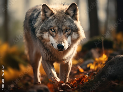 Wolf in its Natural Habitat  Wildlife Photography  Generative AI