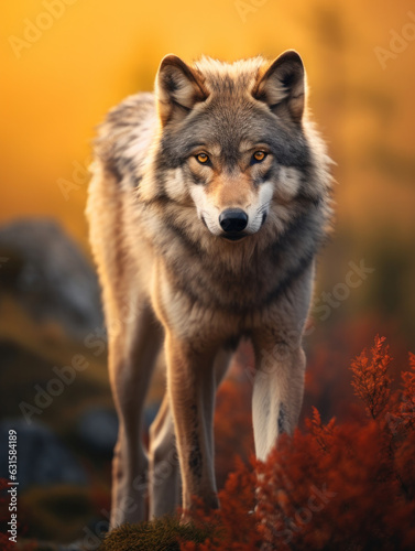 Wolf in its Natural Habitat, Wildlife Photography, Generative AI © Vig