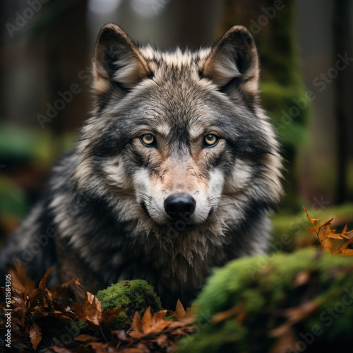 Wolf in its Natural Habitat, Wildlife Photography, Generative AI