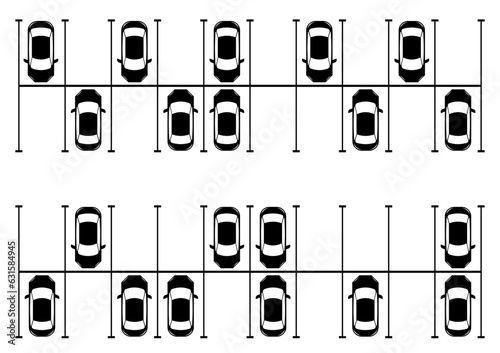 Parking lots or Car Parking Space from Aerial view. Vector Illustration.