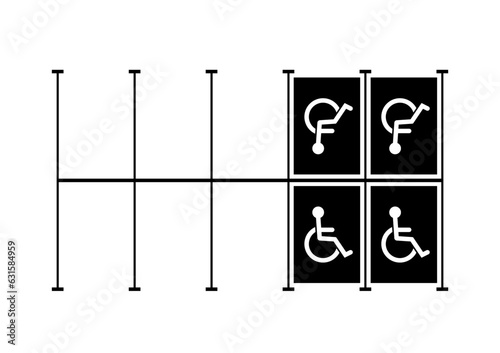 Handicapped Parking Area. Disabled Parking Space. Wheelchair Parking Space for Disabled People. Vector Illustration. 