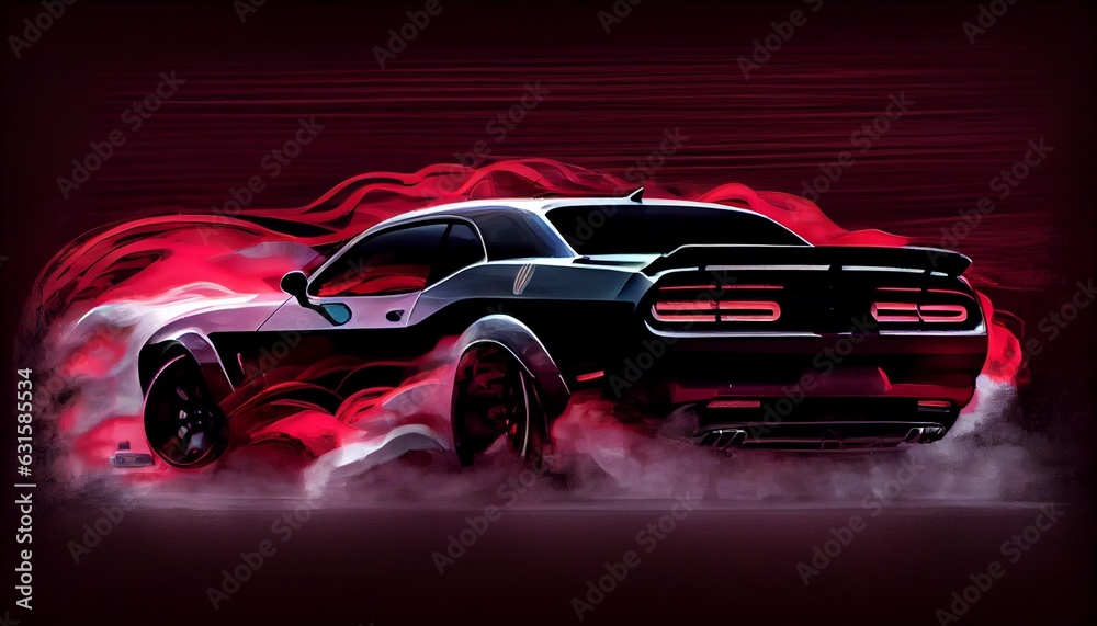 the sports car on road. Captures the excitement and energy of a car with a fast shutter speed, using bold and vibrant colors. Generative in ai the sports car on road. Captures the excitement and energy of a car with a fast shutter speed, using bold and vibrant colors. Generative in ai