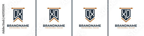 Letter OX and XO Pennant Flag Logo Set, Represent Victory. Suitable for any business with OX or XO initials.