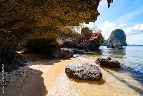 Phra Nang Cave Beach on the Railay Peninsula in the Province of Krabi, Thailand photo