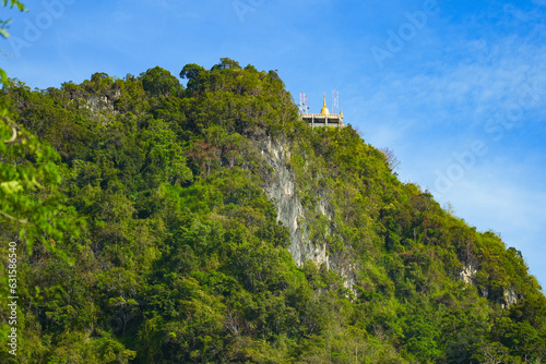 Hilltop pagoda of the Wat Tham Suea, the Tiger Cave Temple of Krabi in the south of Thailand