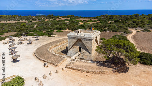 Canvastavla Castle of the Punta de N'Amer, a medieval defensive tower in a protected natural