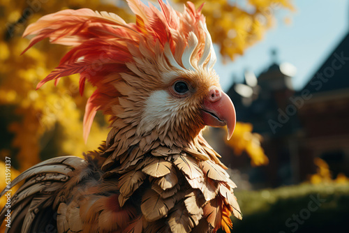 A colorful bird blending seamlessly with its natural habitat, its intricate plumage mimicking the surrounding leaves and branches, displaying the wonders of nature's camouflage | ACTORS: Bird | LOCATI photo