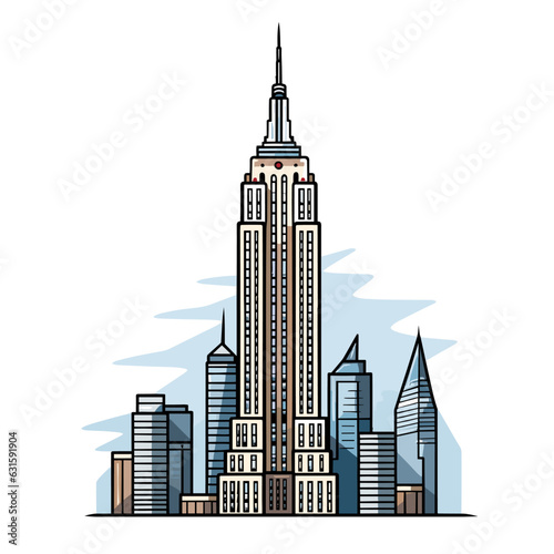 Empire State Building. Empire State Building hand-drawn comic illustration. Vector doodle style cartoon illustration
