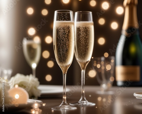 sparkling champagne flute, bubbles rising, capturing the moment of celebration.