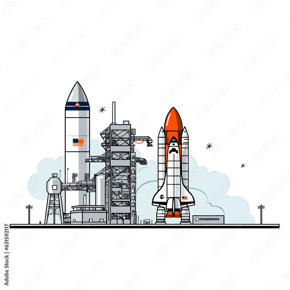 Kennedy Space Center. Kennedy Space Center hand-drawn comic illustration. Vector doodle style cartoon illustration Kennedy Space Center. Kennedy Space Center hand-drawn comic illustration. Vector doodle style cartoon illustration