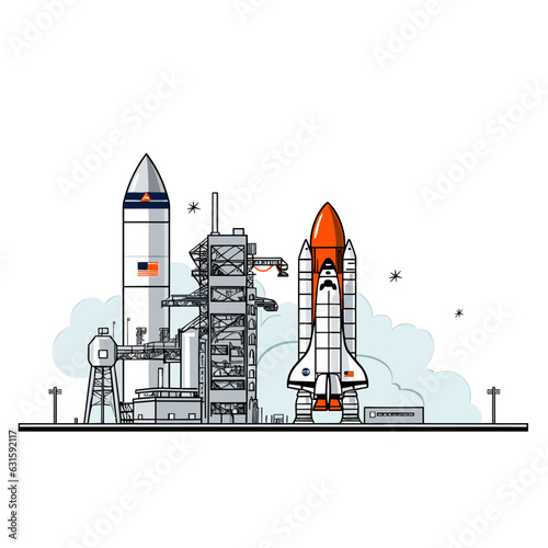 Fototapeta Naklejka Na Ścianę i Meble -  Kennedy Space Center. Kennedy Space Center hand-drawn comic illustration. Vector doodle style cartoon illustration