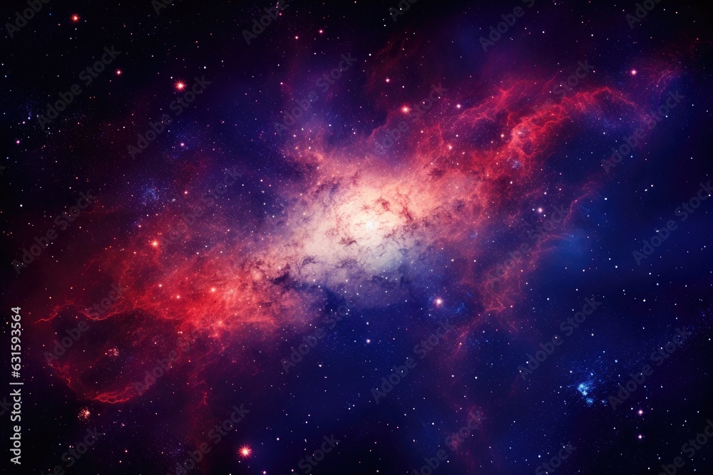 Star field in space a nebulae and a gas congestion. detailed image of a galaxy with a stunning array of vibrant, red and blue colors. The Milky Way, AI Generated