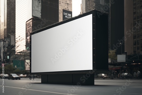 billboard mockup panorámico en la ciudad, singboard grande en blanco espacio para insertar texto, cartelera de cine 